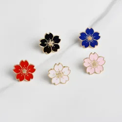 Sweet Sakura Flower Enamel Badge Brooches Pins for Women Girls Colorful Cartoon Jewelry Retro Accessories Backpack Gifts