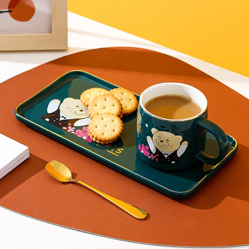 

Porcelain Coffee Cup And Saucer Set Nordique Couple Water Mugs With Spoon Breakfast Milk Cute Xicara Nordica Coffee Accessories