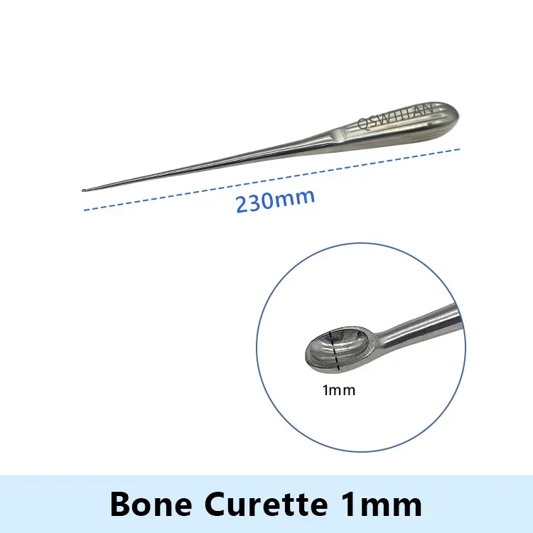 Stainless Steel Bone Curette 1-7mm Width Orthopedics Surgical Instruments 1pcs