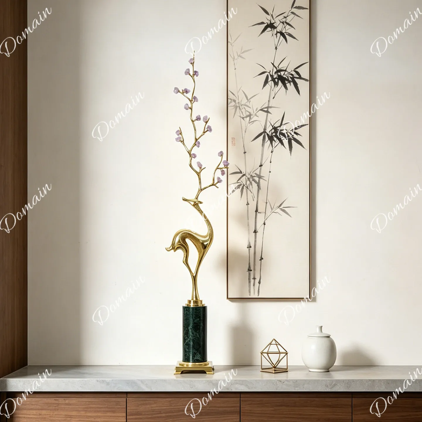Light luxury creative amethyst brass deer ornament entry entrance niche fine high decoration housewarming new decoration