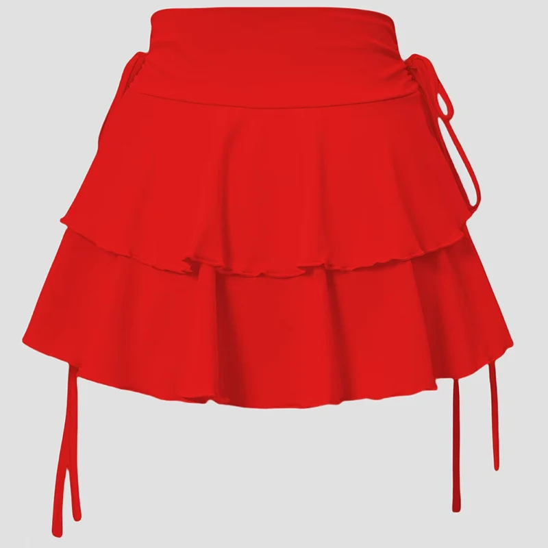 2025 Summer New Women's Skirt Sexy High Waist Slimming Fashion Versatile Fake Drawstring Decoration A-Line Ultra Short Skirt