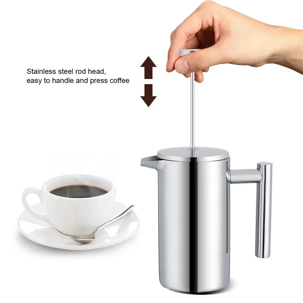 

800 Ml Double Wall Coffee Maker Stainless Steel Mug Espresso Pot Heat Resistant Large Capacity Portable Tea Maker Coffee Capsule