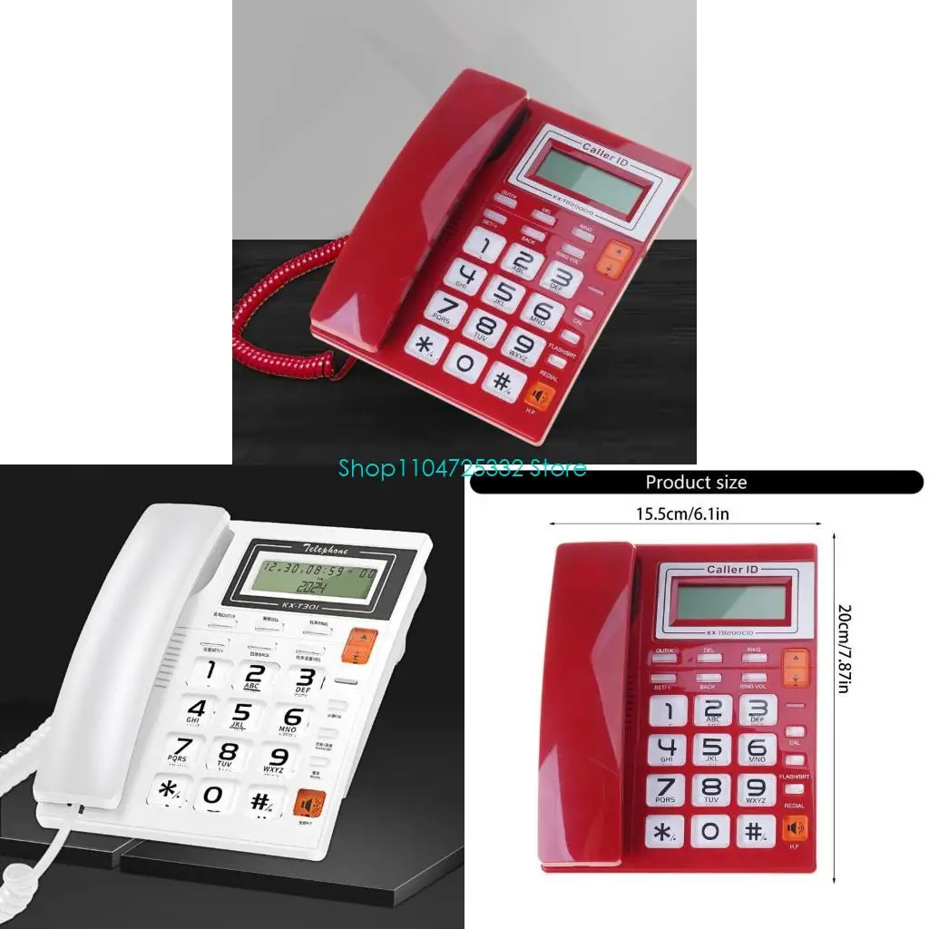 P5EA Landline Telephone Corded Desktop Large Button Phone with Caller Display