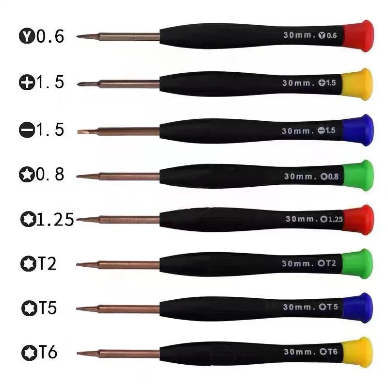 

8Pcs Hardened Magnetized Colored Cap Screwdriver S2 Material 0.6Y 0.8 Five Star 1.5 Cross Magnetic Screwdriver Combination Tools