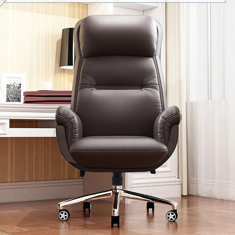 

Leather Simple Office Chair Ergonomic Hight End Modern Solid Comfortable Office Chair Luxury Durable Elastic Muebles Furniture