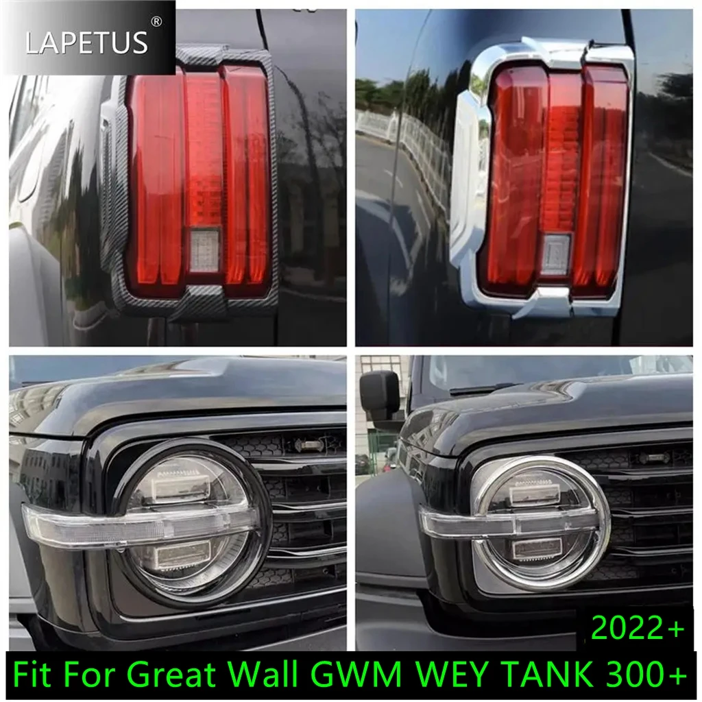 

Chrome / Black Front Head / Rear Tail Lights Decor Cover Trim For Great Wall GWM WEY TANK 300 2022 2023 Car Exterior Accessories