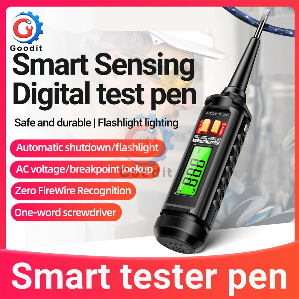 

B16 AC12-300V Digtal Intelligent Voltage Tester Pen Slotted Screwdriver Multimeter Wire Break Detect Test Pen Electricians Tools