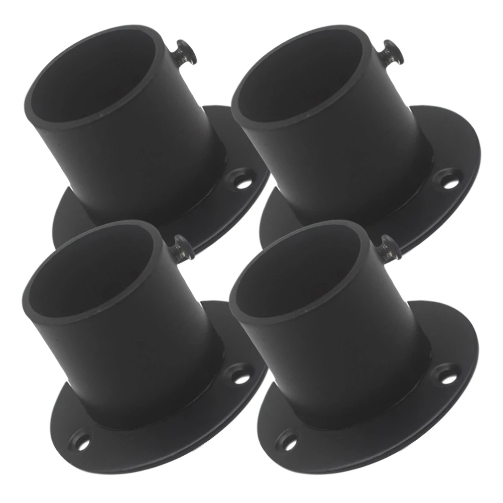 

4pcs 304 Stainless Steel Flange Seat Black High Shower Curtain Rod Holders Pole Socket Bracket Closet Accessory 25mm