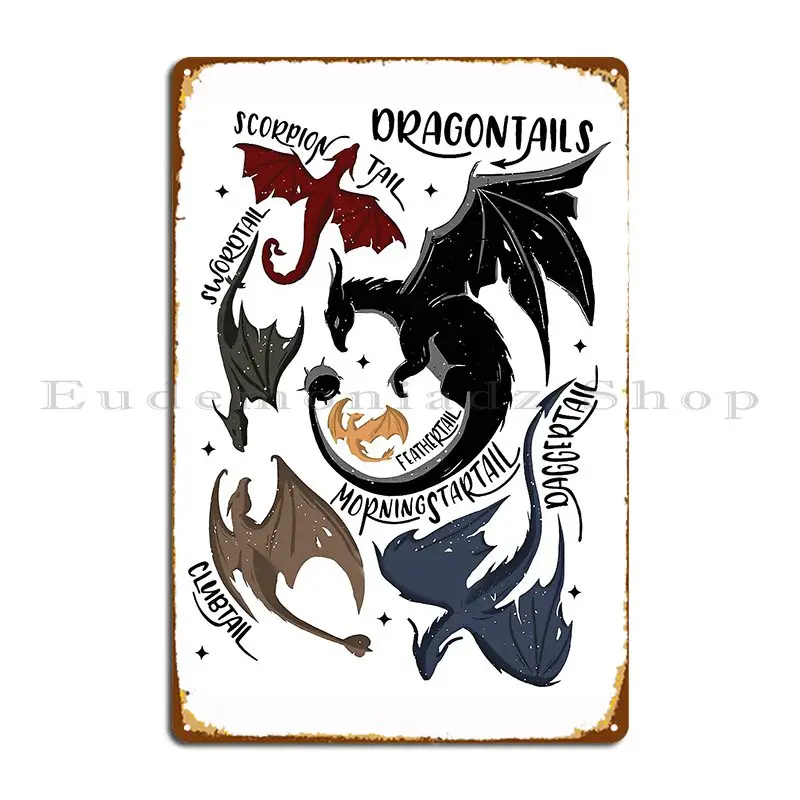 Fourth Wing Dragon Names Design Metal Plaque Character Vintage Funny Rusty Party Club Tin Sign Poster