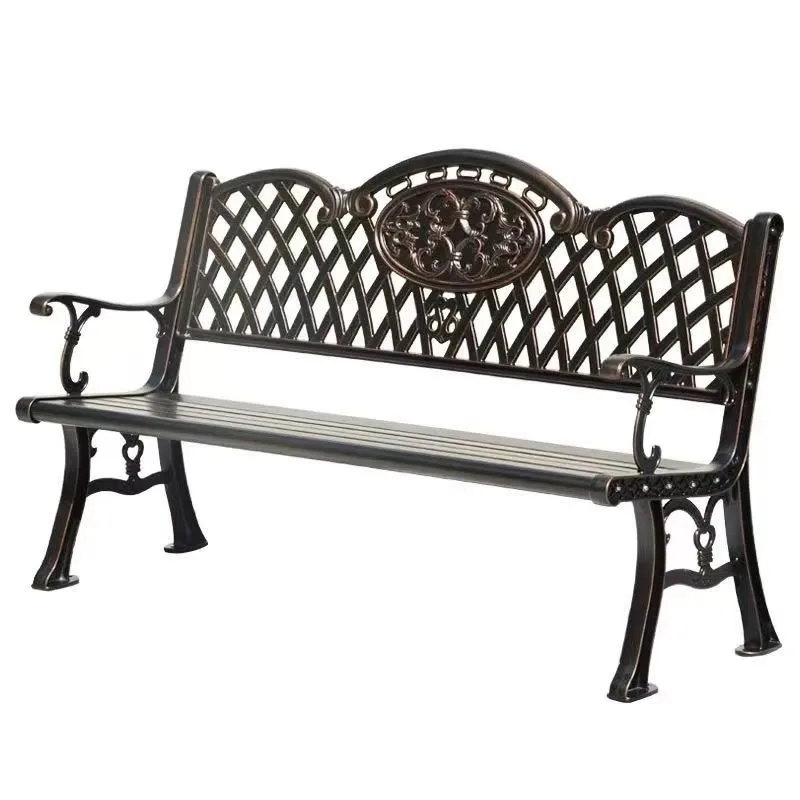 Custom Modern Outdoor Cast Aluminum Bench with 4 Seating Capacity for Patio Courtyard & Park Use
