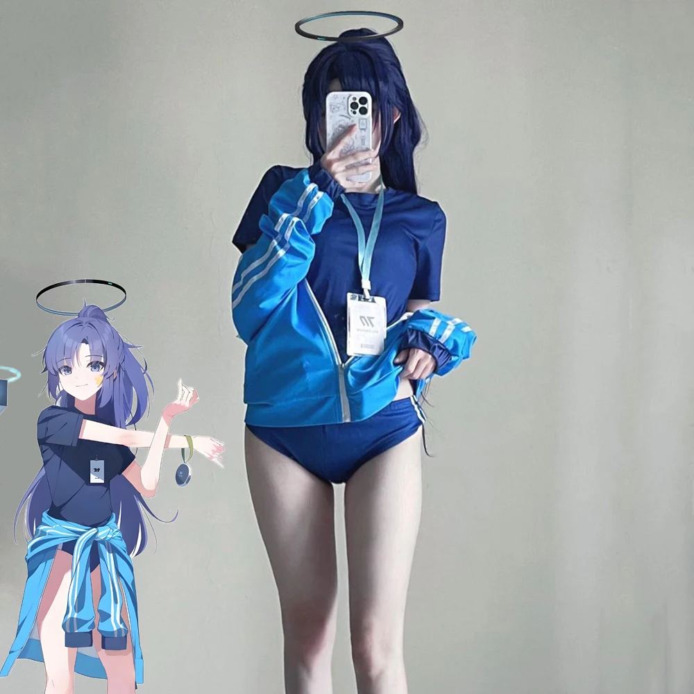

Game Blue Archive Hayase Yuuka Costume Girl Coat Top Shorts Suit Blue Gym Outfit Sexy Japanese Style Uniform Carnival Clothes