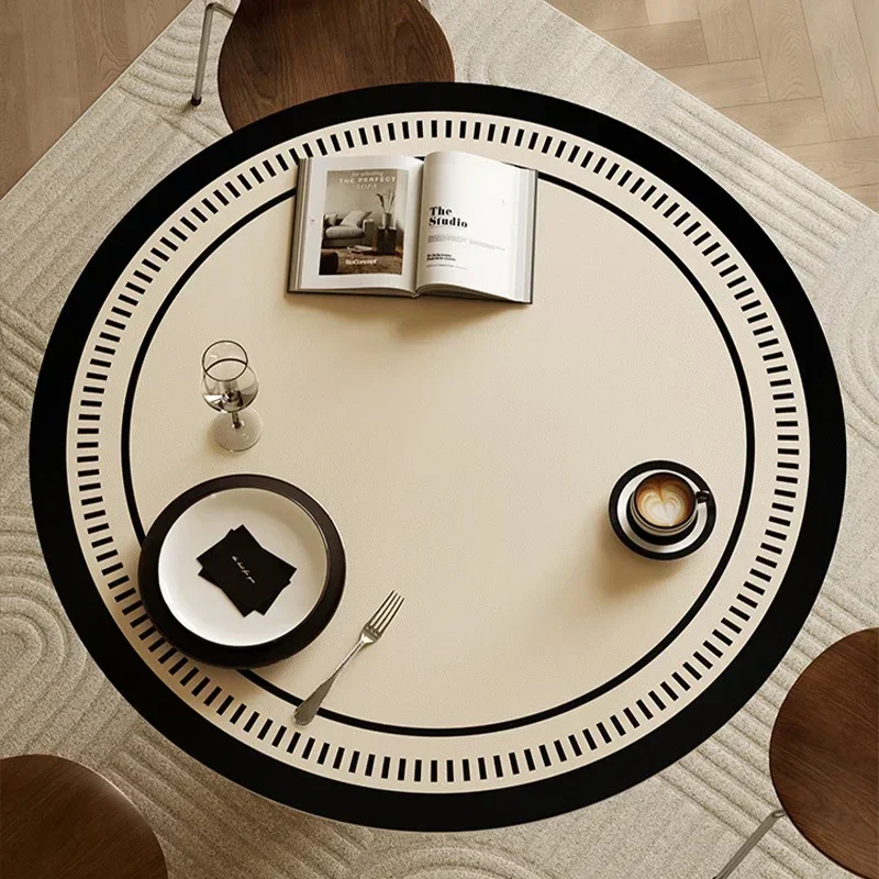 Round PVC Tablecloth Leather Waterproof Oil-proof Dining Table Mat Japanese Minimalist Style Home Decoration Tablecloths 식탁보