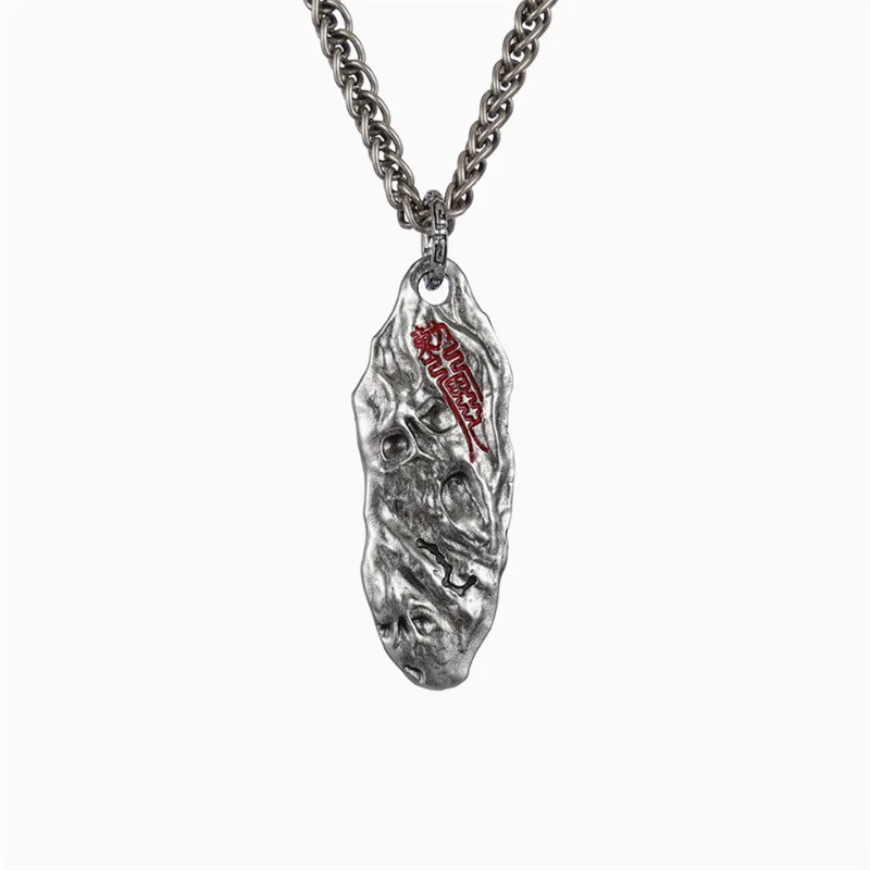 Retro Textured Meteorite Crater Safety Card Pendant Male Choker Accessories Ethnic Style Taoist Secret Hui Necklace Men Jewelry
