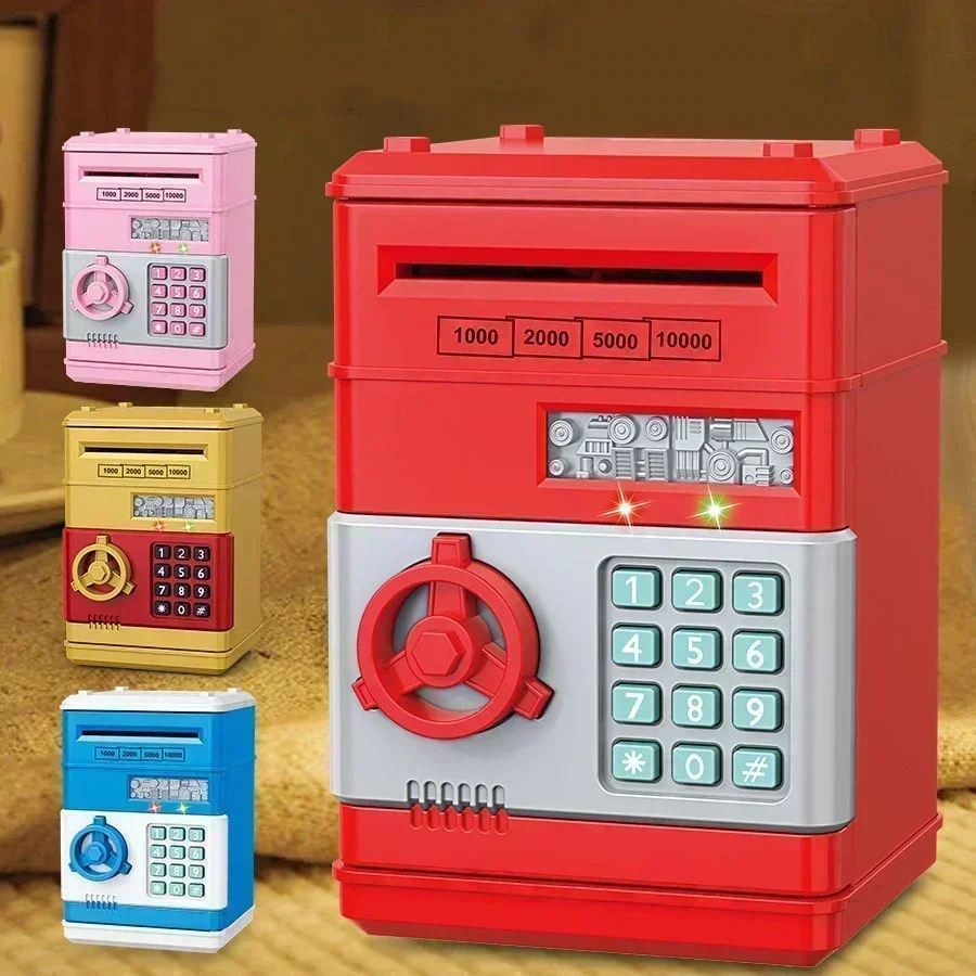 

Electronic Piggy Bank Automatic Mini Safe Coins Cash Saving Money Box Password Counter Code Key Lock Coin Bank ATM Child Gift