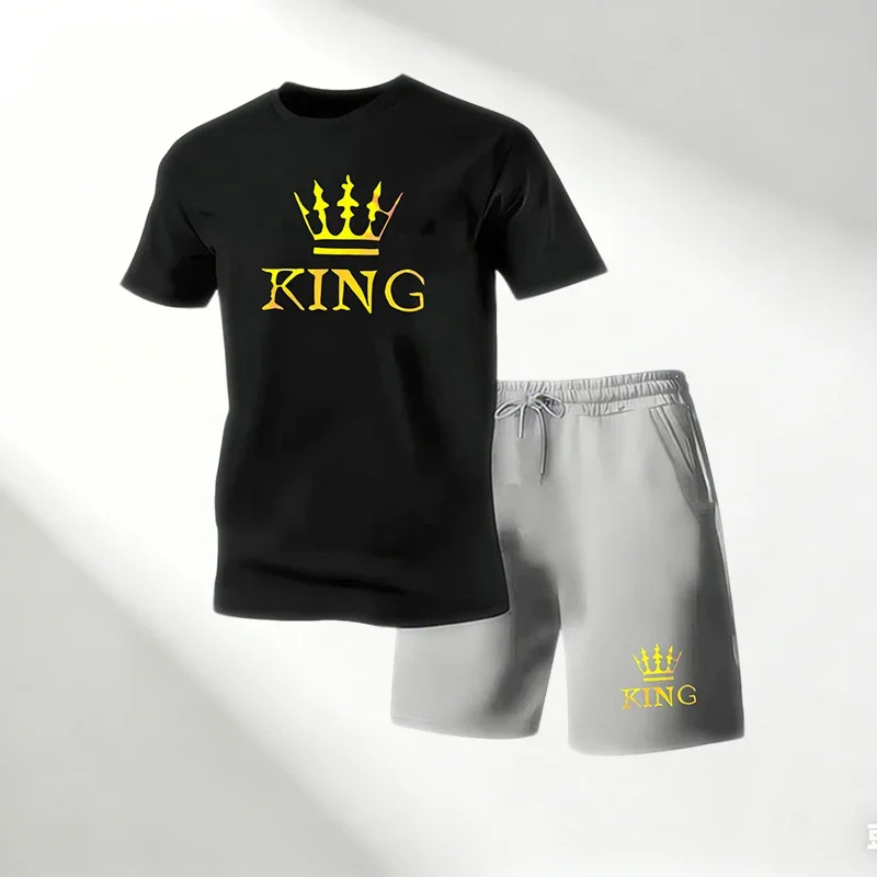 Herren Sommer Sport T-Shirt Sets Rundhals Kurzarm T-Shirt + Sportshorts Schnelltrocknend Fitness Lauf-Trainingsanzug Bestseller 2026