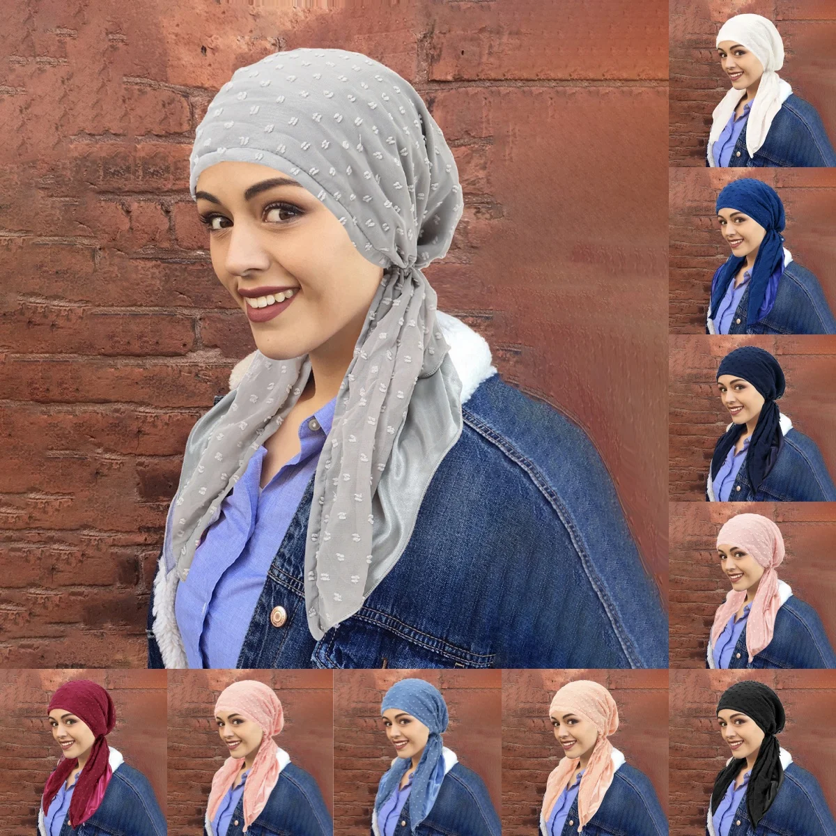 Double Layer Bubble Lining Satin Women Muslim Inner Hijab Turban Cap Long Tail Headscarf Wrap Beanies Bonnet Head Scarf