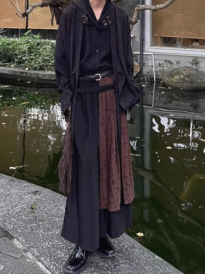 

Loose Wide Leg Pants Men's Faionable Patchwork Nine Point Lantern Pants Youthful Vitali Sle All Season Basic Color