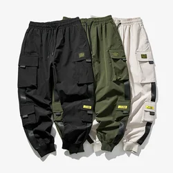 2024 New Hip Hop Joggers Cargo Pants Men Harem Pants Multi-Pocket Ribbons Man Sweatpants Streetwear Casual Mens Pants S-5XL