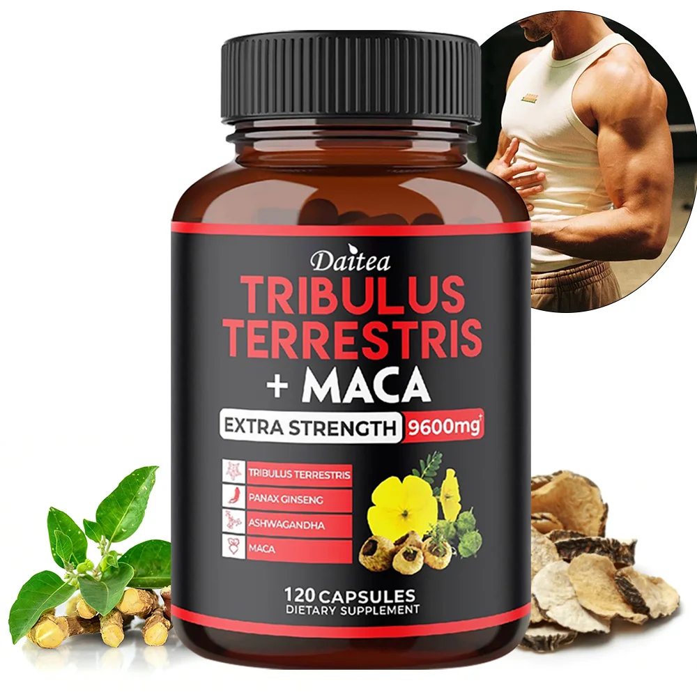 Tribulus Terrestris Capsules 7000mg with Maca, Ginseng & Ashwagandha, Energy, Muscle, Focus & Endurance Support for Men