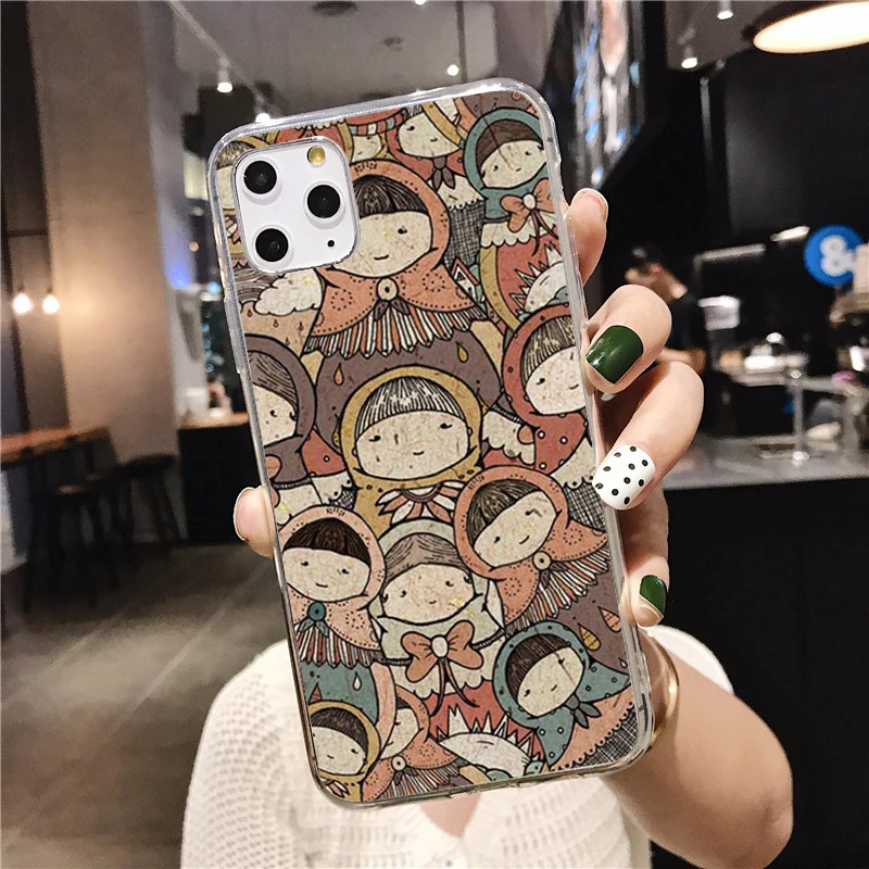 Cute Russian Dolls Matryoshka DIY Phone Cover For iPhone 11 12 13 14 15 16 Pro Max X XR XSMax 15 16 Plus Soft Silicone TPU Case