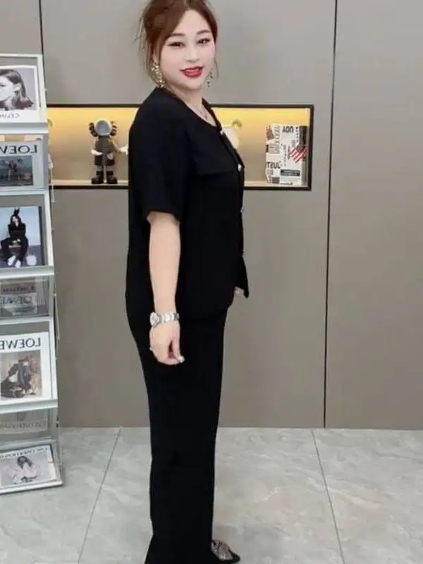 Elegant Casual Ensemble Summer 2026 New Style Small Fragrance Wind Short Jacket Wide Leg Pants Two Piece Set for Women