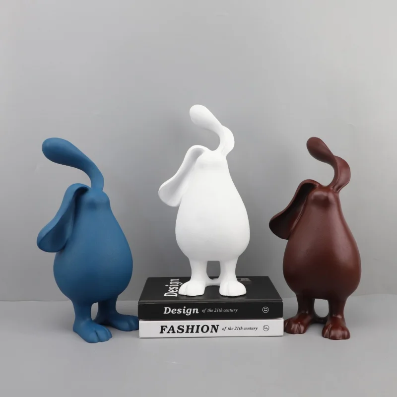 

European Creative Abstract Long Ears Rabbit Resin Decorations Children's Room Living Room Entrance Model Room Home Decorations