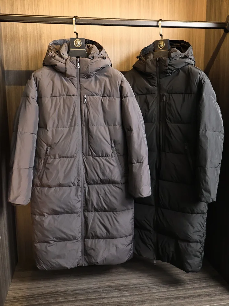 

Men's Long Cotton Jaet Winter Faion Urban Sle Waterproof Warm Hooded Coat Thiened Silk Cotton Straight Hem Casual