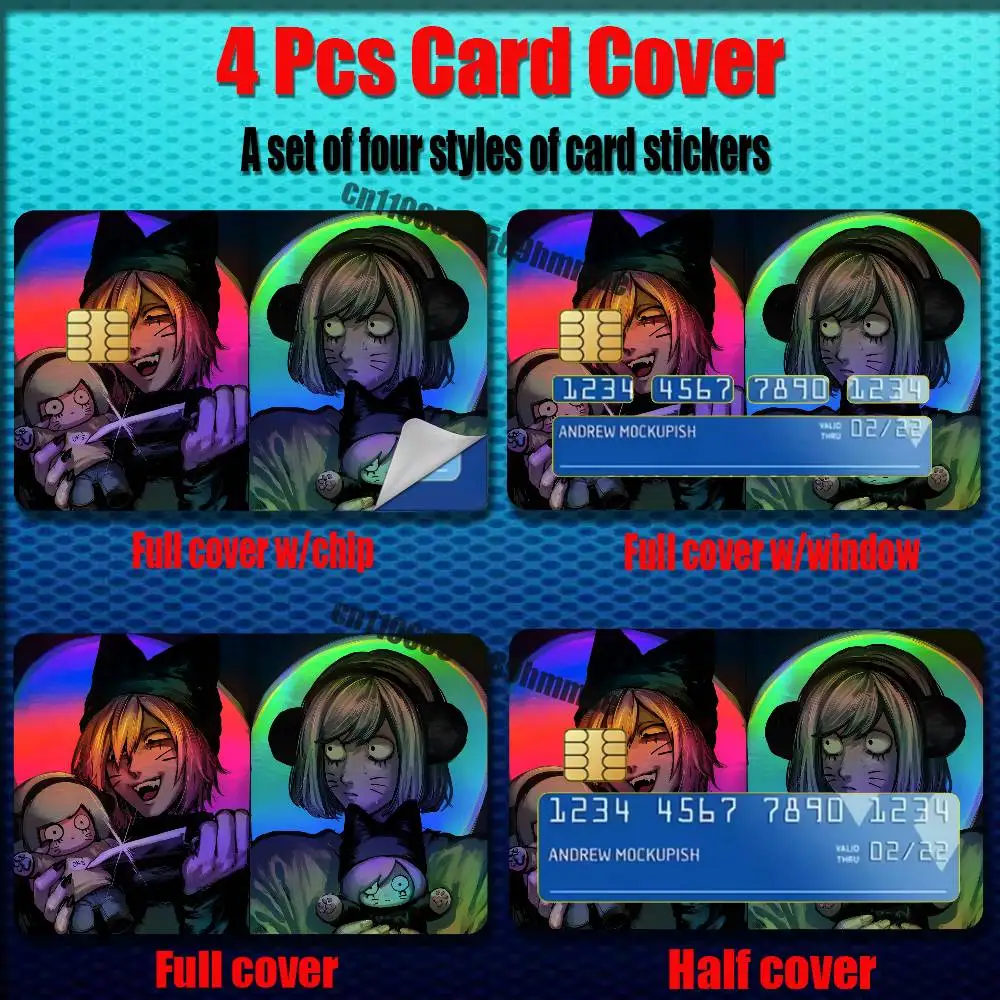 For Rnfren Randal Luther Nyon Nyen Credit Bank Sticker ID Access Card Cover Skin Rainbow Color Laser Stickers Film