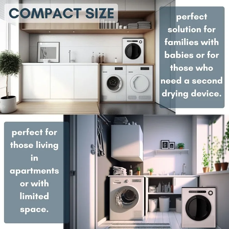 Компактная сушилка 11 фунтов, портативная сушилка для одежды мощностью 950 Вт для небольших помещений, автофургонов и квартир — тихая, прочная