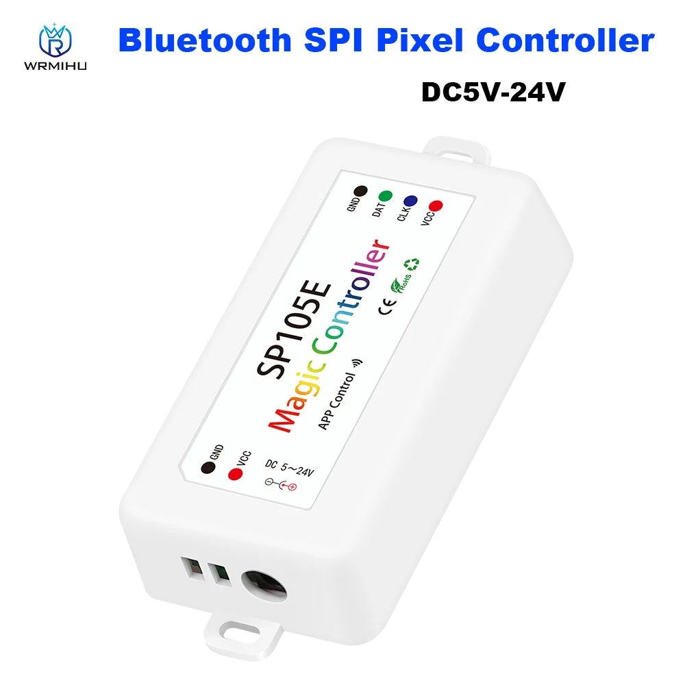 SP105E SPI Controller Bluetooth-Compatible DC5-24V 2048 Pixels For WS2812 2811 SK6812 3Pin 4Pin AddressabIe LED Strip APP RGB
