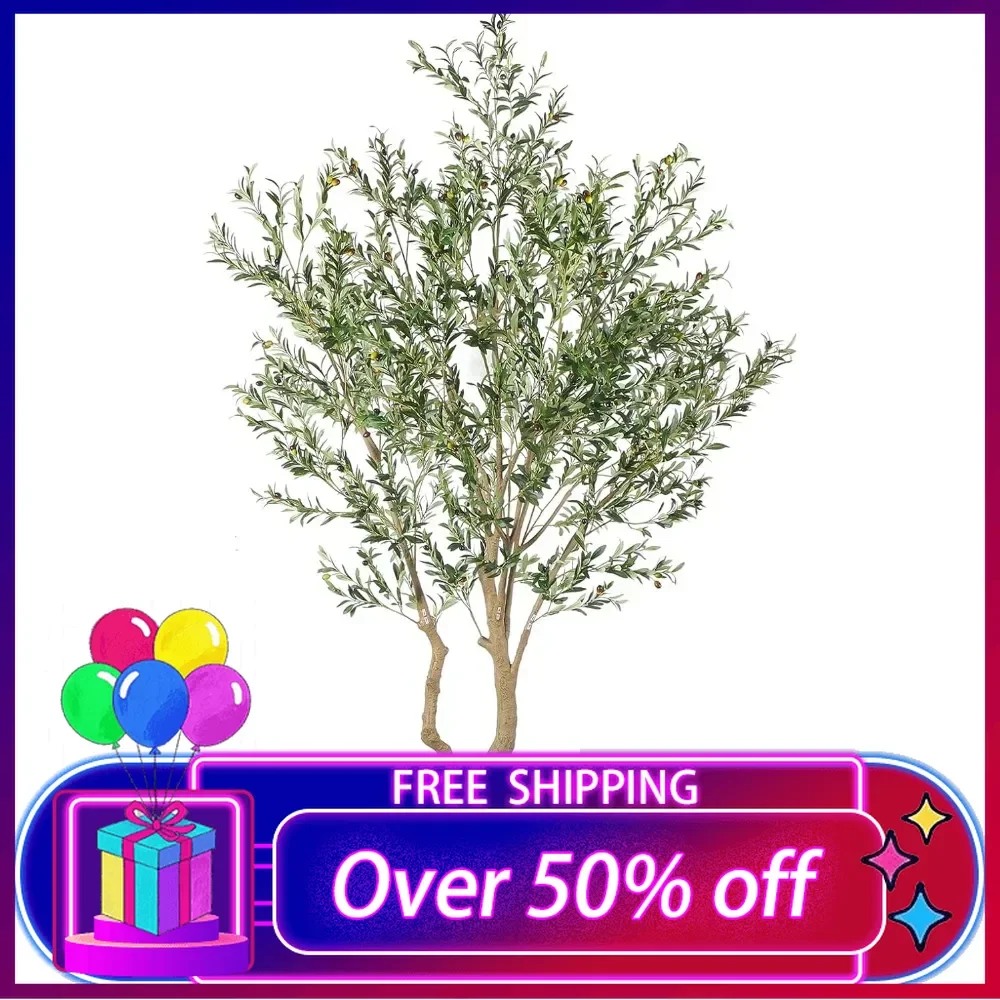 

Tall Faux Olive Tree, 10ft (120in) Realistic Potted Silk Olive Tree, Fake Olive Trees Indoor with Green Leaves and Big Fruits