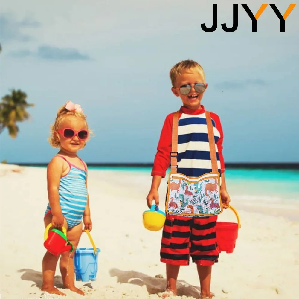 حقيبة شبكية لعبة الشاطئ للأطفال بسحاب لجمع الصدفة واللعب الرملي لتخزين ألعاب الشاطئ #3