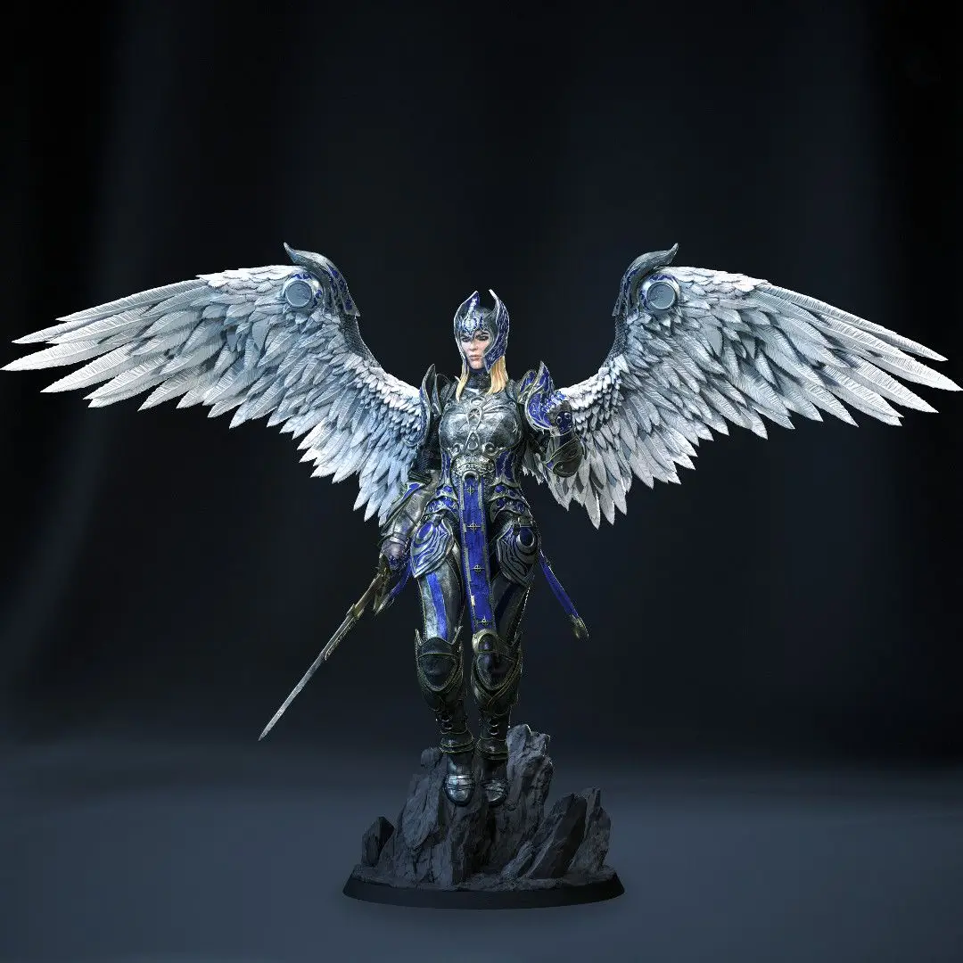 Fantasy Angel Knight 3D Printed GK Statue Winged Holy Warrior Figure Tabletop Collectible DIY Coloring Self-assembly Model