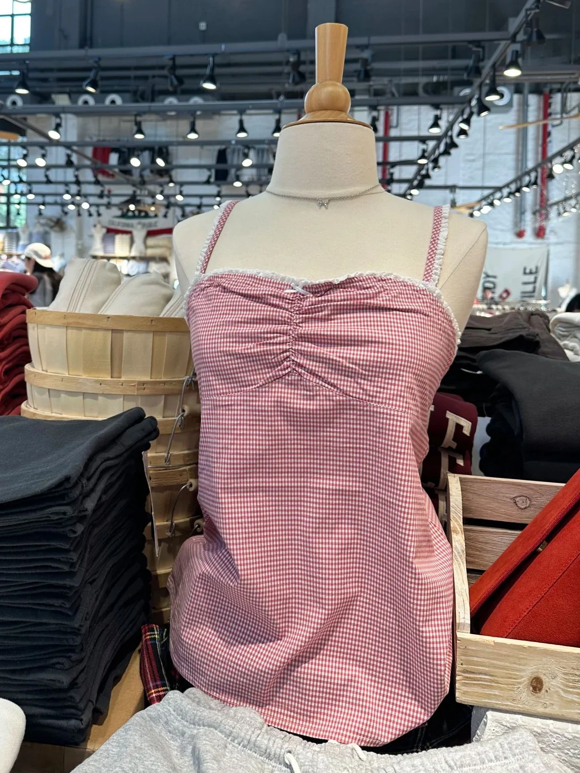 

Pink Plaid Bow Folds Slim Tank Top Woman Summer Lace Trim Strapless Camisole Female Casual Sweet Preppy Style Cotton Vest New