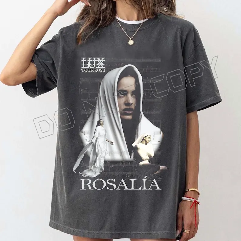 ROSALIA LUX tour 2026 T-SHIRT 2026 ROSAIA Same As Official Website High Quality Tee-shirt 100%Cotton Harajuku Round Neck TEES
