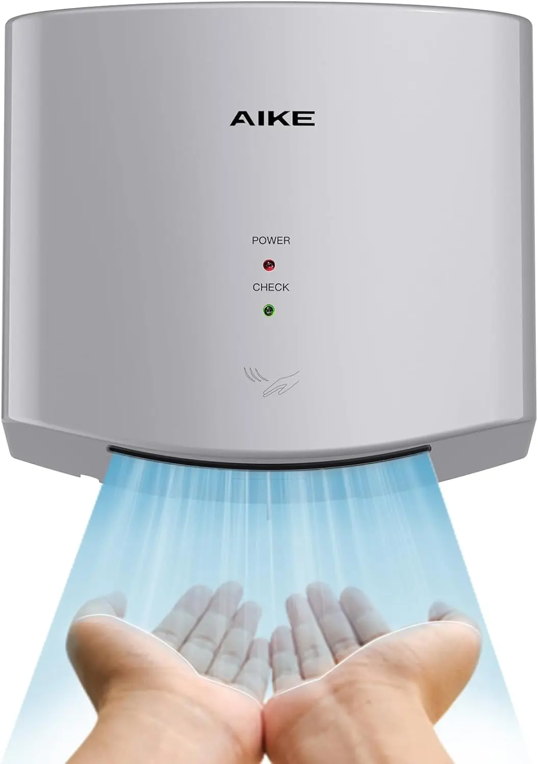 Compact Hand Dryer 110V 1400W Silver with 2-Pin Plug, Efficient Air Wiper Design, Modern Kitchen or Bathroom Accessory