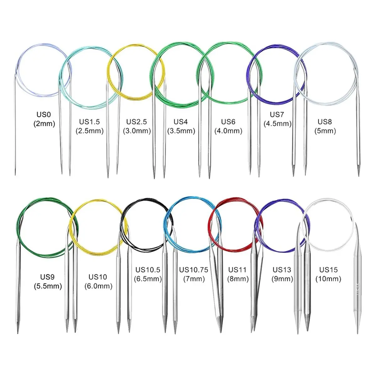 NEW Circular Knitting Needles Set, 2.0 mm - 10.0 mm/US0 - US15, 14-Piece Set of Long Knitting Needles, 80 cm/32 Inches