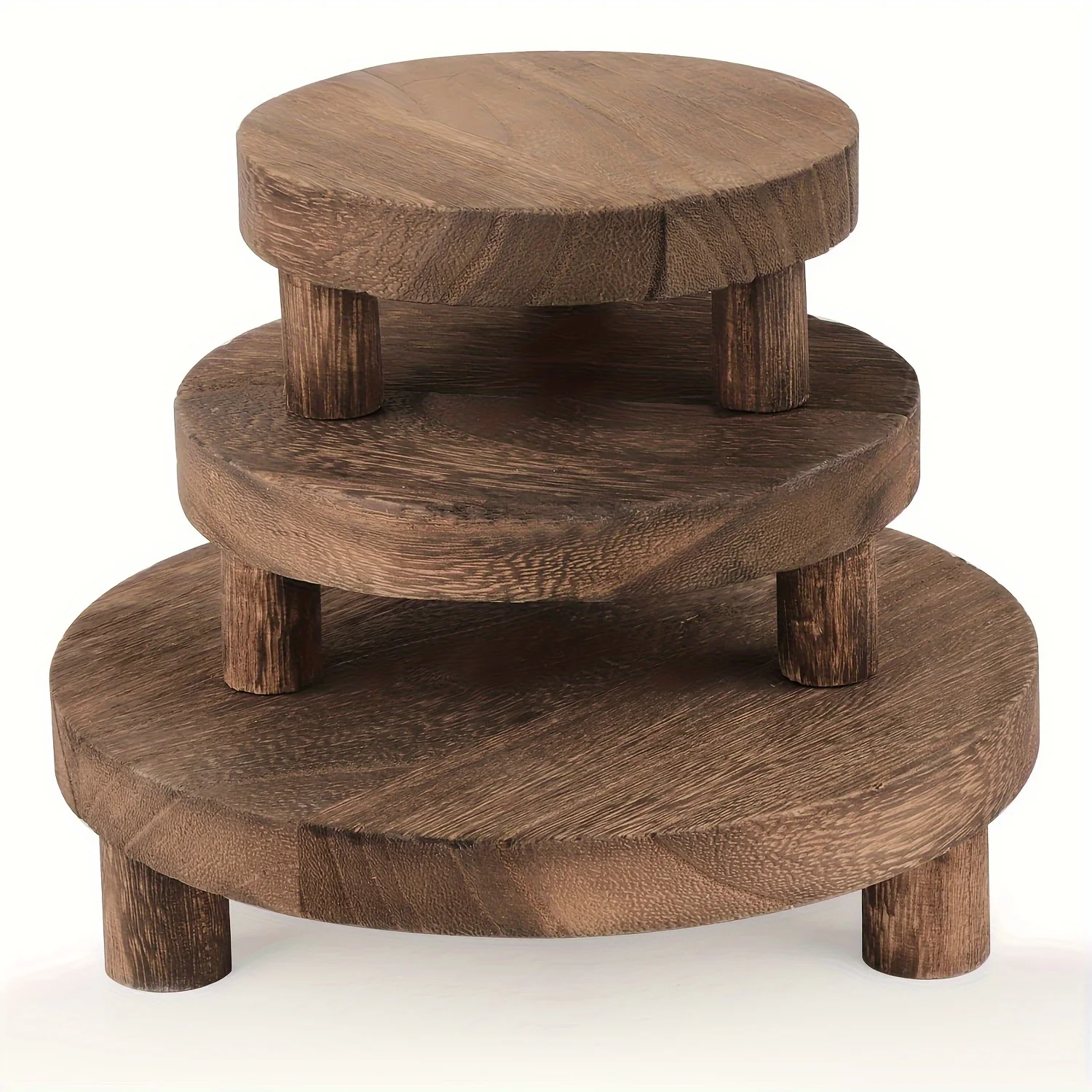 3pcs Wooden Display Riser For Display, Round Display Stand, Wood Riser Pedestal Stand For Home Decor And Organizer, Mother's Day