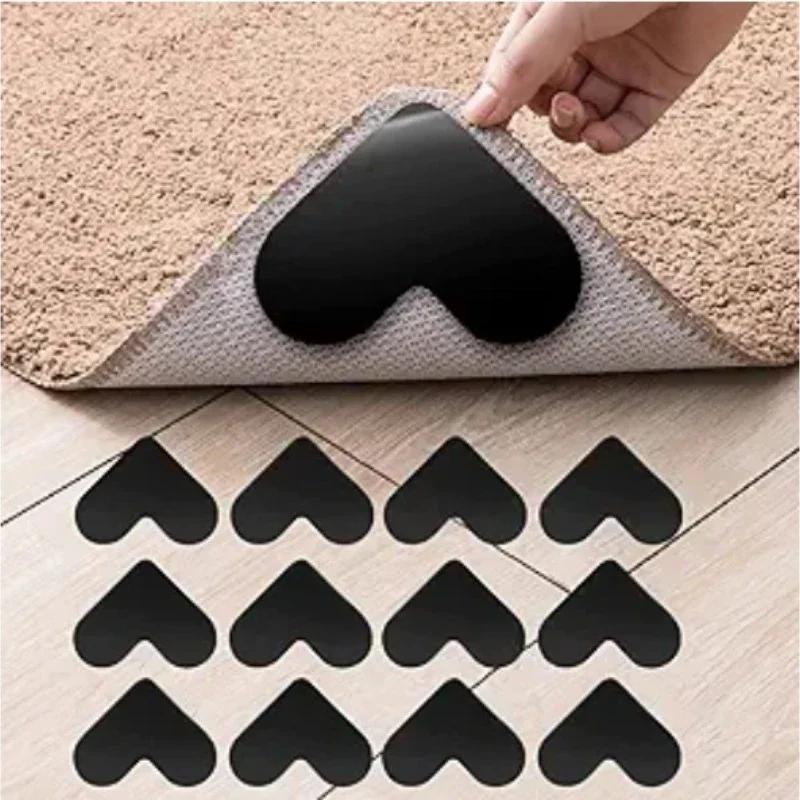 4/8/12PCS Washable Rug Gripper Reusable Rubber Mat Rug Pads Sticker Double Sided Non-Slip Patch Tape for Tile Floors Carpets