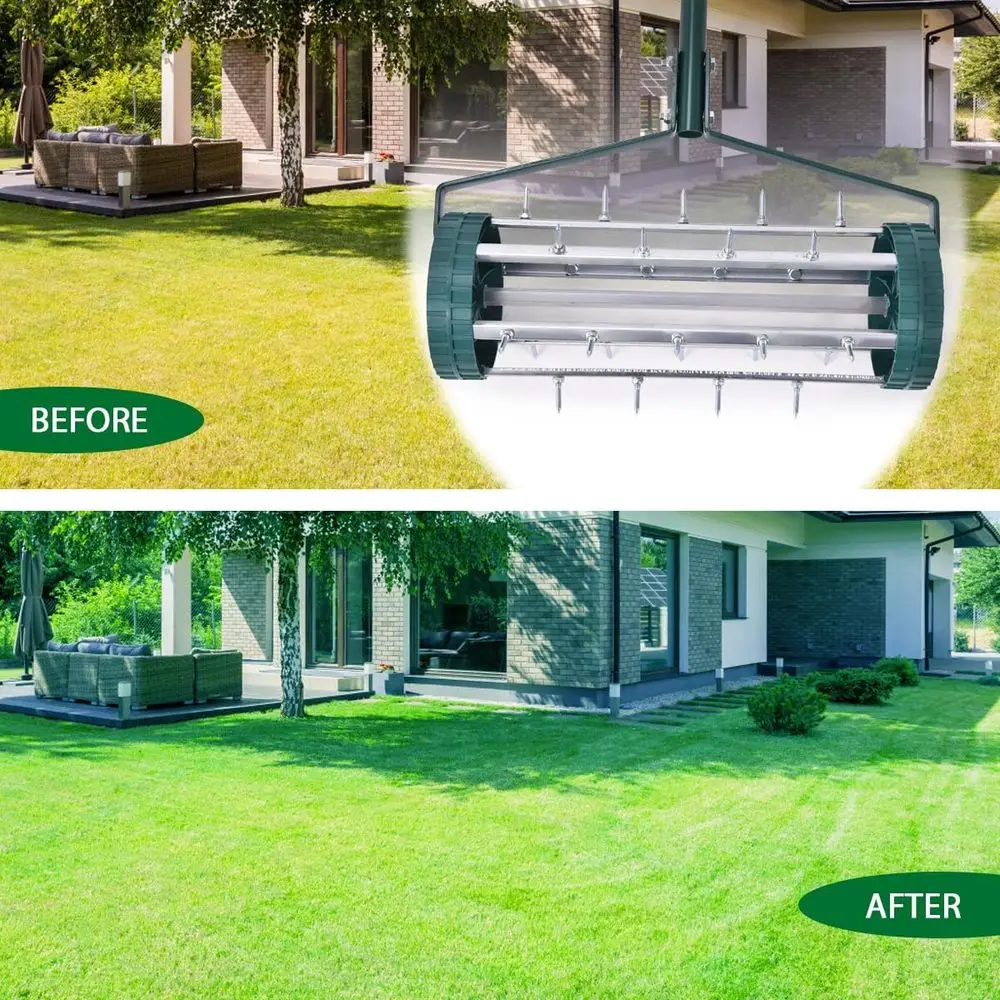 مهوية يدوية غير قابلة للانزلاق مع مسامير شديدة التحمل - أداة دوارة للعشب في الهواء الطلق (45 × 21 × 126 سم) #2