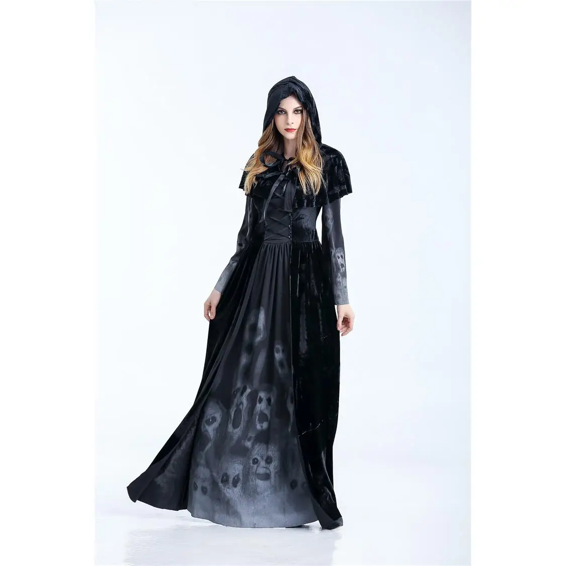 Adult Women's Death Reaper Long Skirt loween Costume  Role-plang Bar Stage Costume Ethnic Faion Spring 208