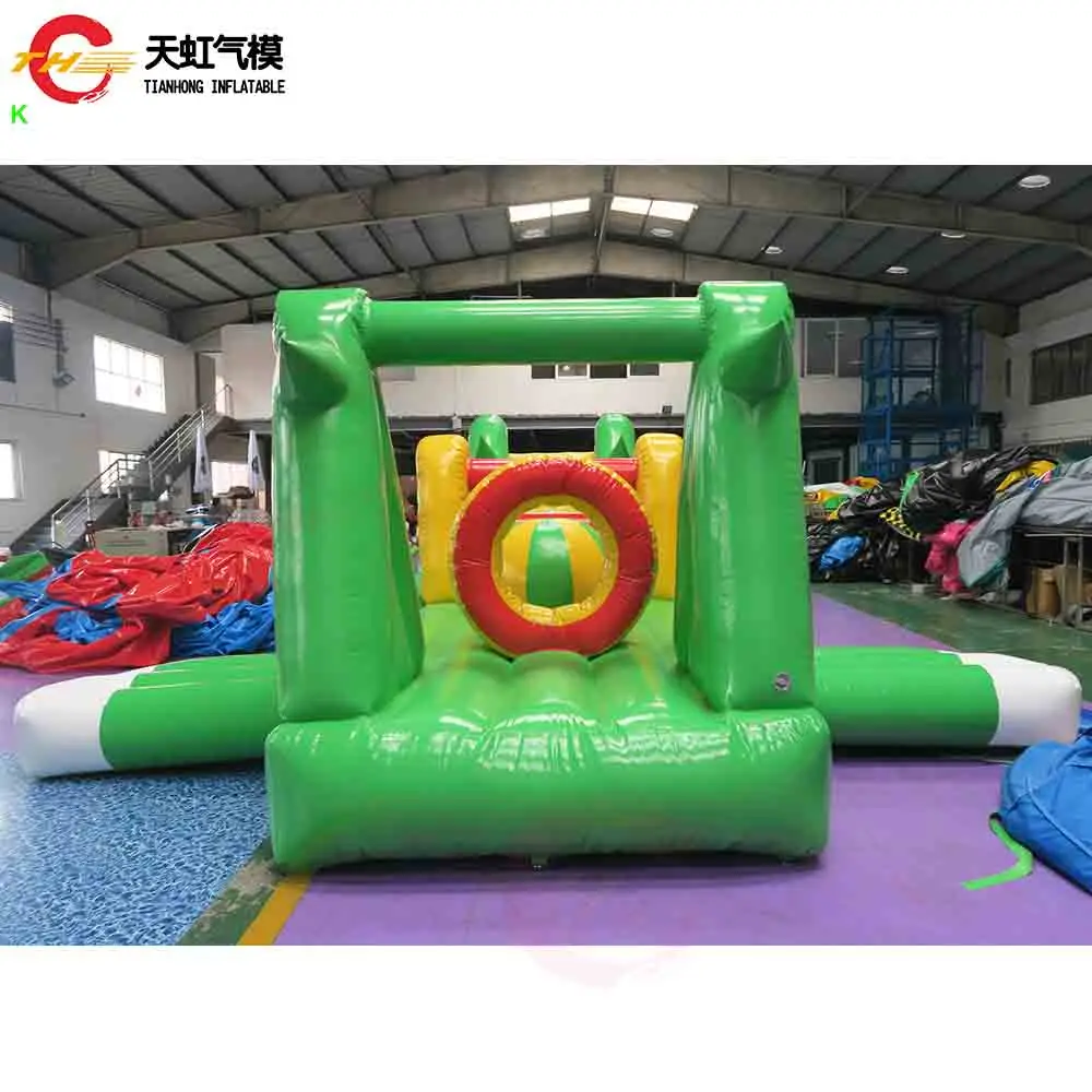 Comercial 10m de comprimento ar apertado crocodilo água pista jogo inflável curso obstáculo piscina água flutuante esporte jogo