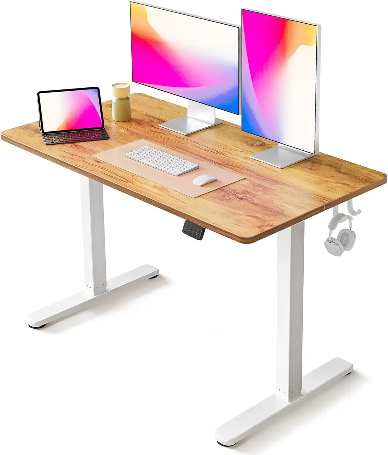 48 x 24 Inches Height Adjustable Stand up Desk, Sit Stand Home Office Desk, Computer Desk, Light Rustic