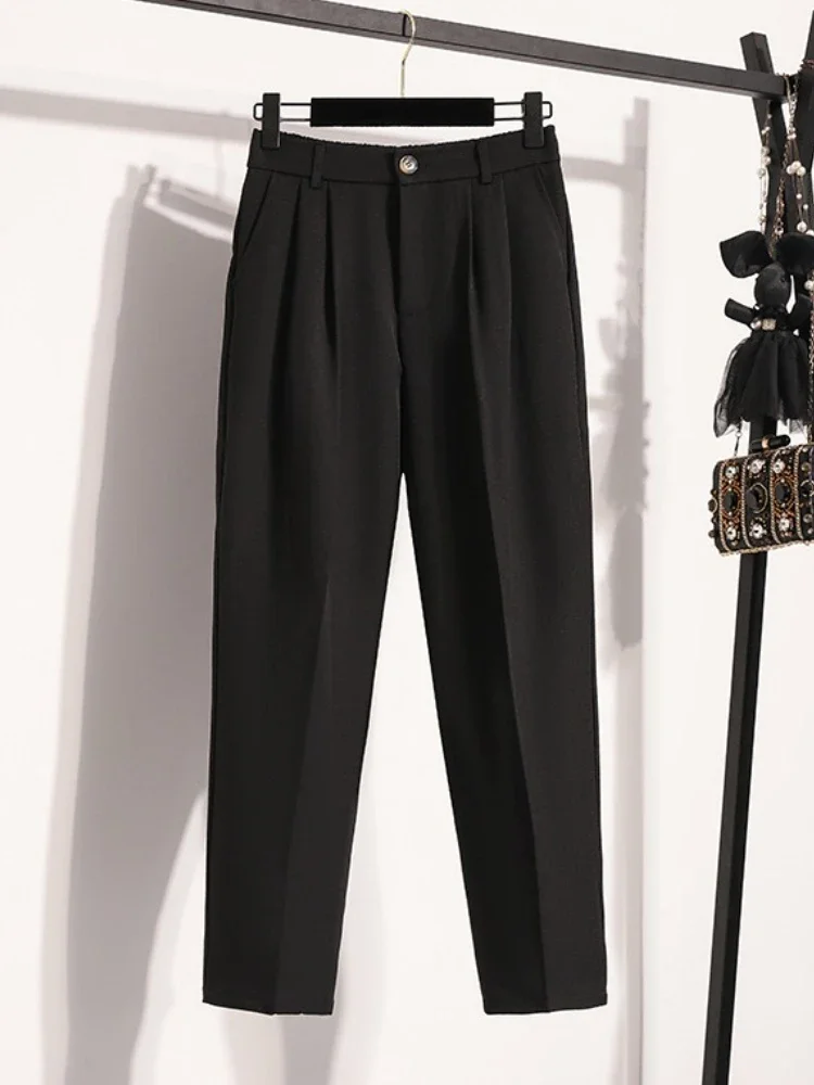 

Высококачественные прямые брюки в корейском стиле, брюки больших размеров, женские осенне-зимние брюки 2024, Новое поступление, костюмные брюки с высокой талией