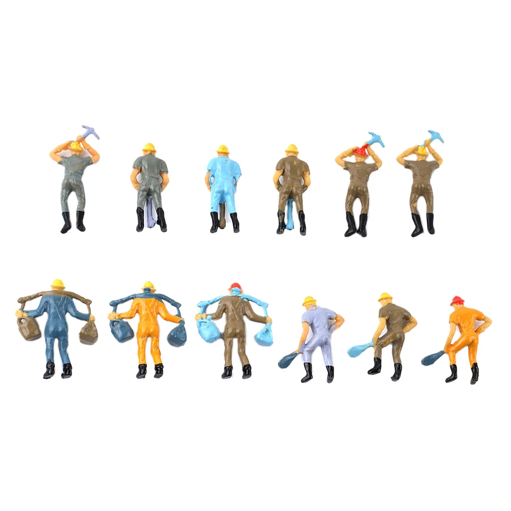 12pcs/lot 1:48 O Scale Model Railway Worker Toys Miniature Figures Architectural Train Landscape People Layout