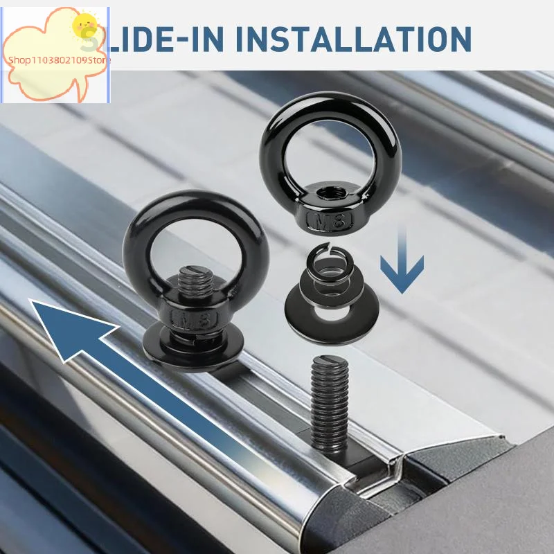 【HT】【HT】T Bolt Eye Nut Kit Stable Support Stainless Steel T Track Mount Tie Down High Hardness For Holding Tie Down Straps