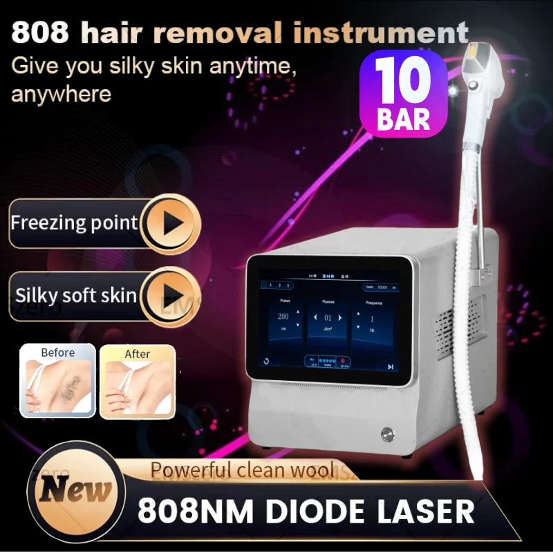 

Professional 10 Bar 808nm Diode Laser Ice Titanium 3500W Laser Hair Removal Machine Portable Alexandrite Device 3 Wave Depilador