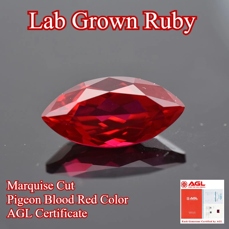 

Lab Grown Ruby Marquise Cut Pigeon Blood Red Color High-quality Charms Jewelry Making Main Materials Selectable Certificate