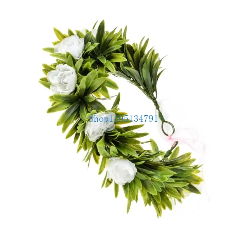 تيجان زهور من القماش بطول 98 كم بتصميم طبيعي مناسب لملحقات التصوير الفوتوغرافي #4