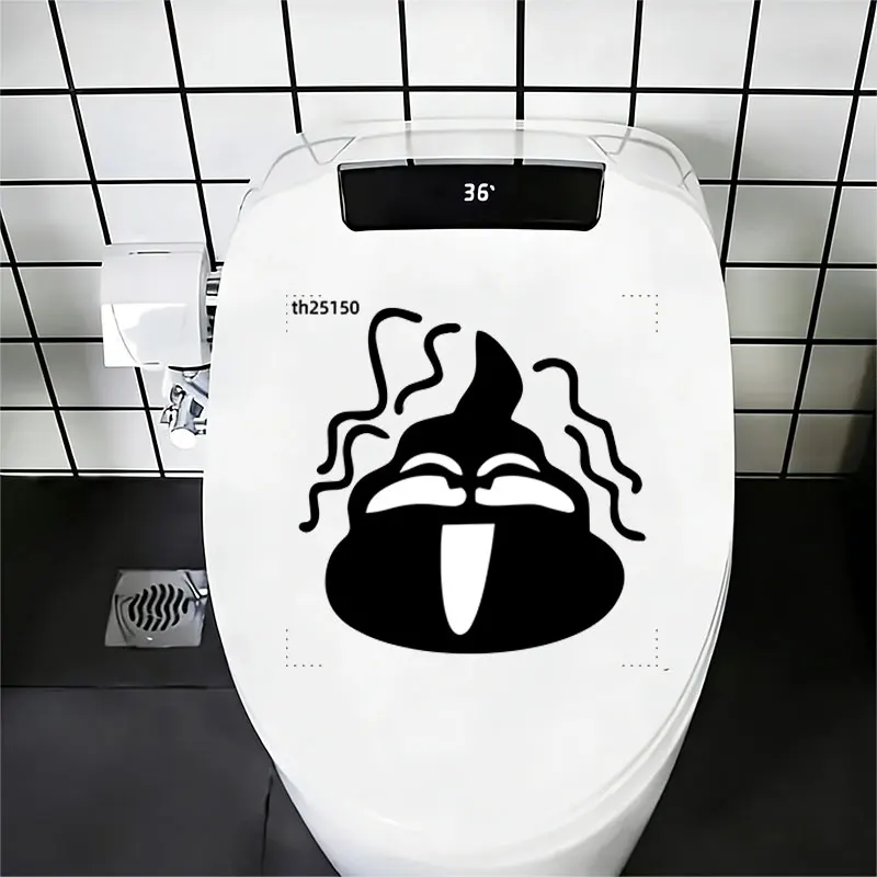 1Pc Fun and Creative Quirky Expression Toilet Wall Sticker, Playful Poop Smiley Face, Suitable for Toilet Seats, Bathroom Glass, Bedroom, Refrigerator, Washbasin, Cabinets, Doors and Windows, and Wall Decals. Fun Stickers That Are Aesthetically Pleasing and Practical, Easily Create a Warm and Fun Space, a Creative and Thoughtful Gift for Family, Friends, and Loved Ones